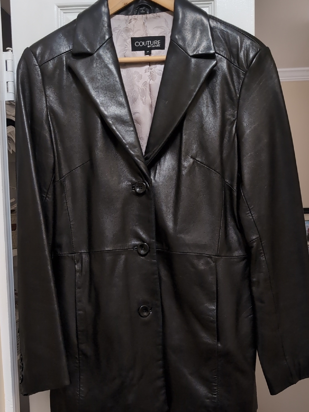 COUTURE By J PARK Lamb Leather Jacket Women M Black 3 Button Front Butter Soft